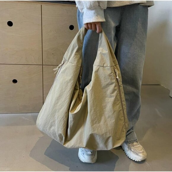 Lightweight Slouchy Beach Bag for Women - Trendy Nylon Hobo Purse Essentials - Picture 2 of 7